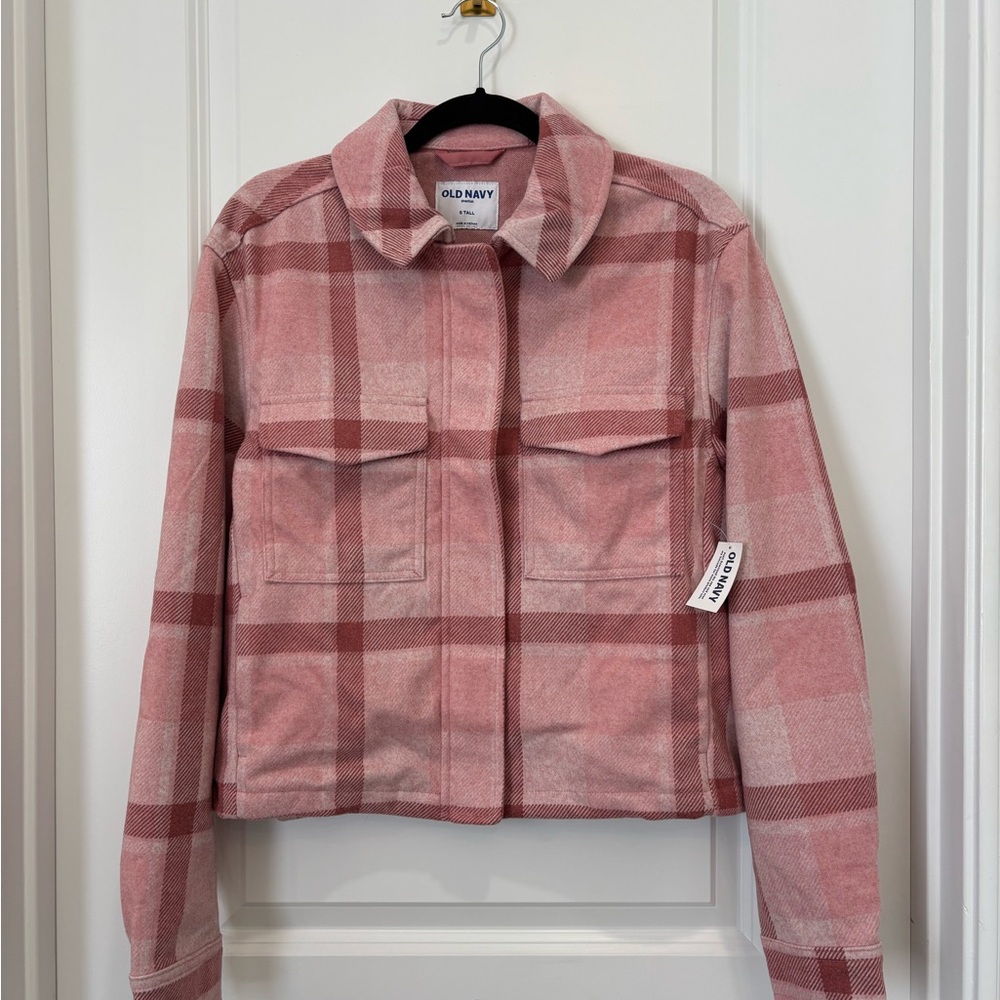 Old Navy Pink Utility Shacket Cropped Style